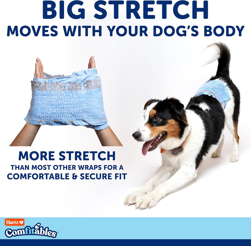 Disposable male dog diaper wrap with stretchy waistband denim design