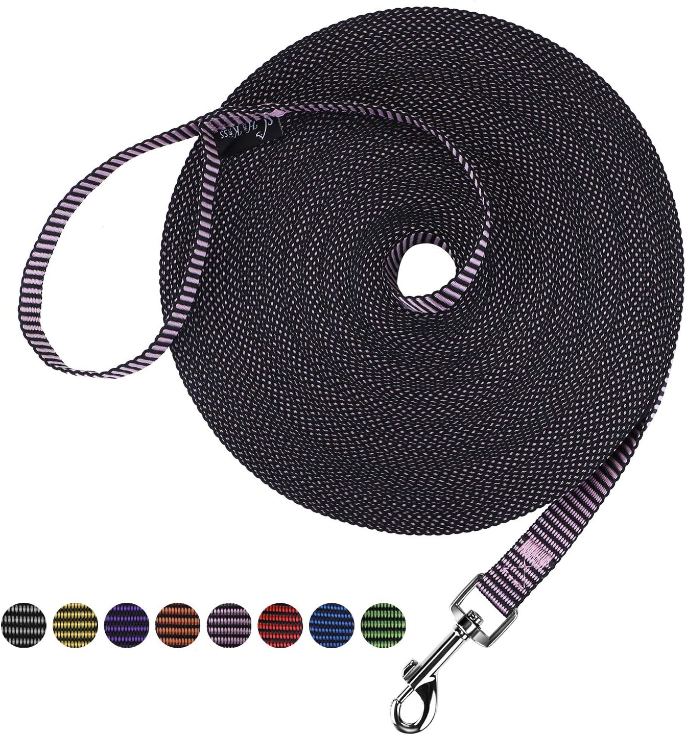 Hi Kiss Dog/Puppy Obedience Recall Training Agility Lead - 15ft 20ft 30ft 50ft 100ft Training Leash - Great for Play, Camping, or Backyard - Black 30ft - Image 14