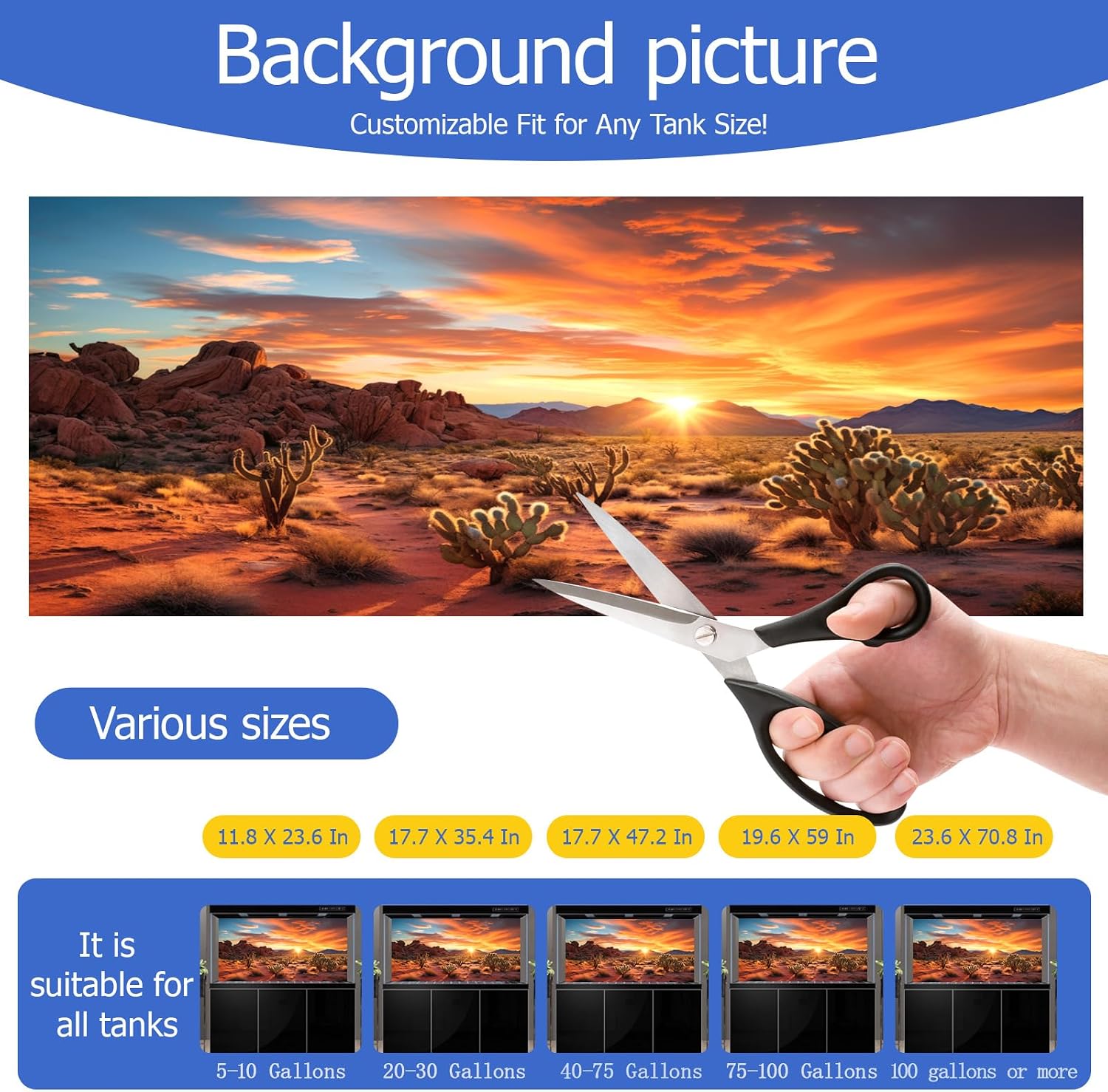 Trimmable 17.7 by 35.4 inches leopard gecko tank background decoration.