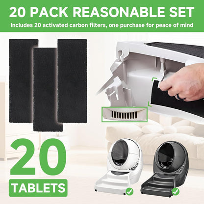 Replacement activated charcoal pads compatible with Litter Robot 3