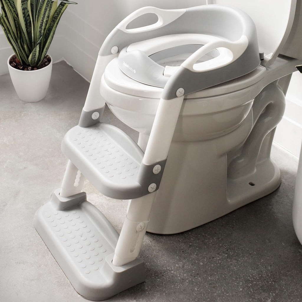 Jool Baby Products Potty Training Seat with ladder front view for independent toddler toilet training