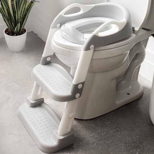 Jool Baby Products Potty Training Seat with ladder front view for independent toddler toilet training