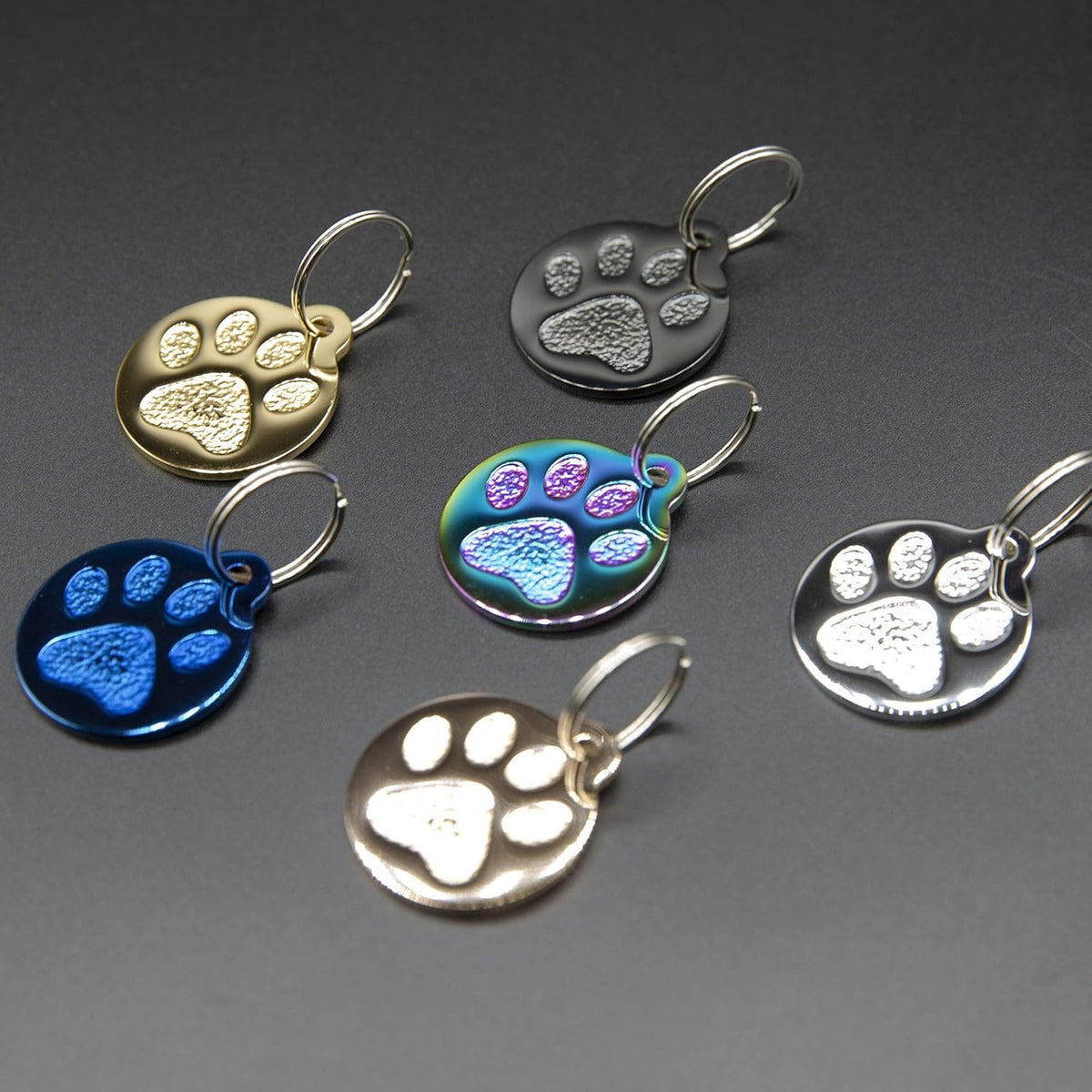 PetANTastic Engraved Cat ID Tags displayed in multiple color options