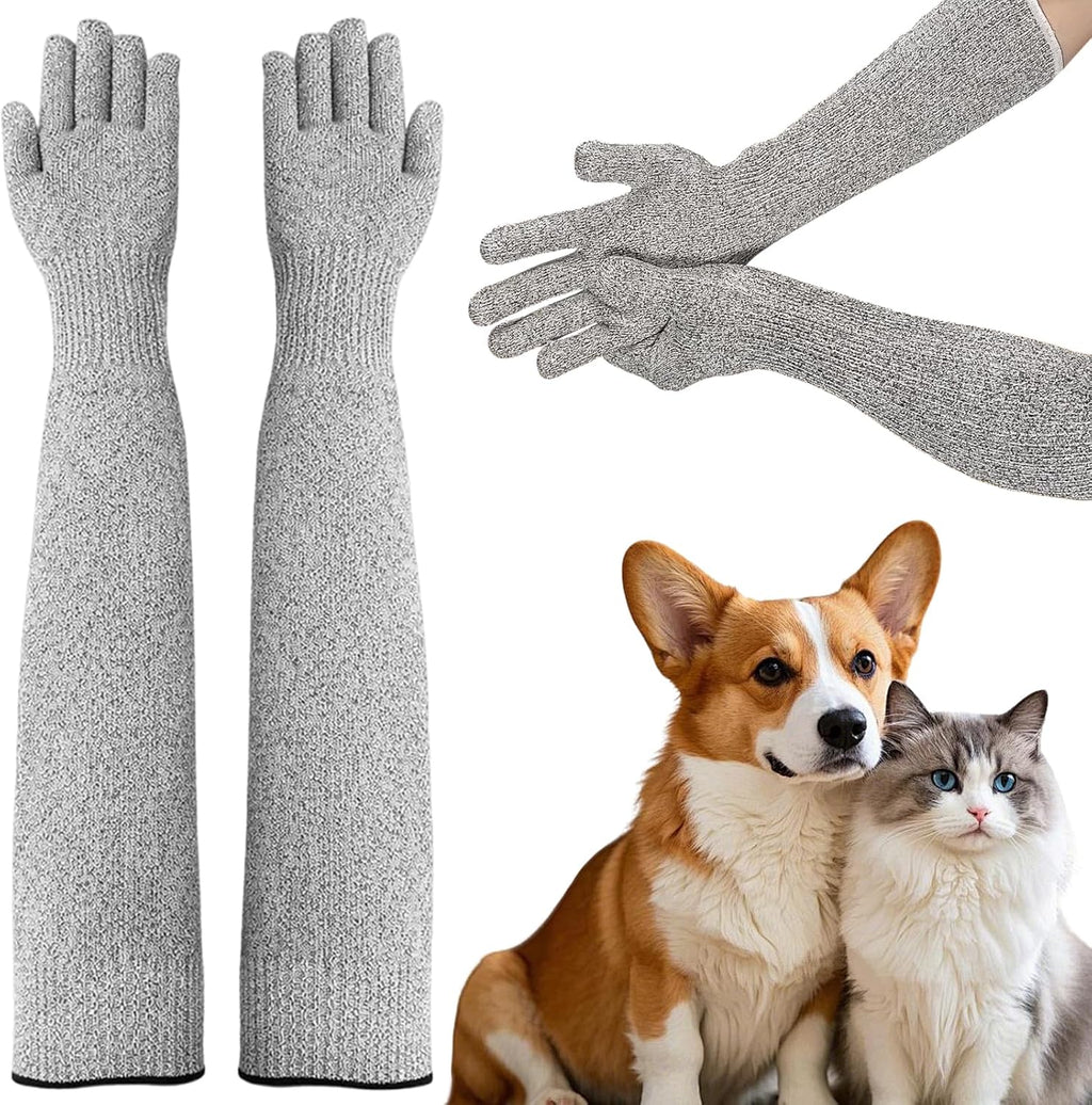 Nhuwijv cat gloves bite proof front view showing thick reinforced leather material