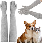 Nhuwijv cat gloves bite proof front view showing thick reinforced leather material