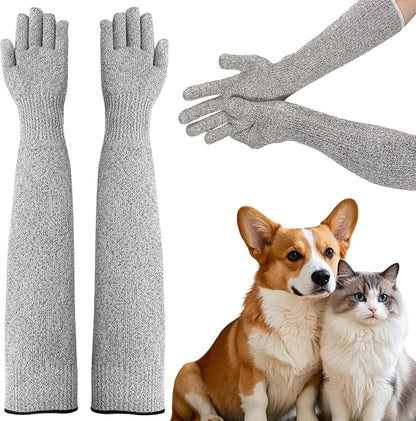 Nhuwijv cat gloves bite proof front view showing thick reinforced leather material