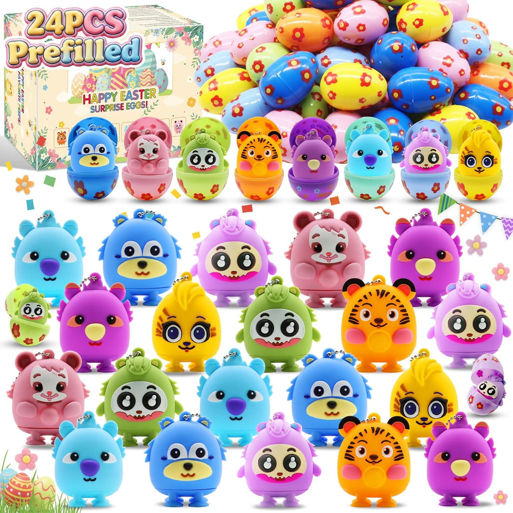 ChildFun prefilled easter eggs front view featuring colorful plastic shells and premium imported sensory toys.