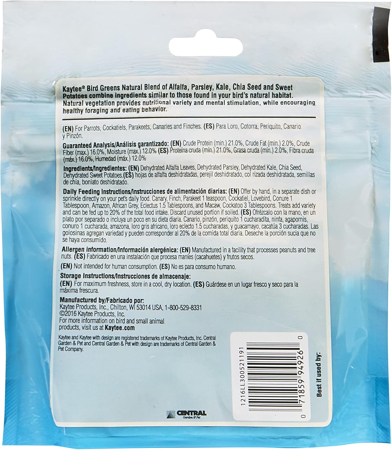 Kaytee bird greens natural ingredients blend