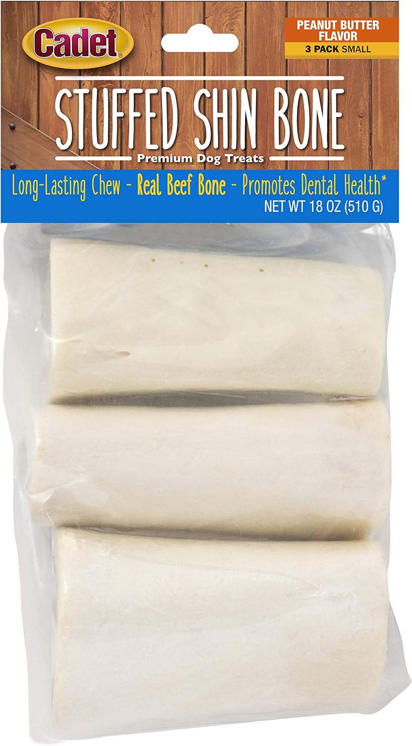 Cadet Stuffed Shin Bone, Long-Lasting Dog Chew Bones for Aggressive Chewers, High Protein Filled Bone Dental Chew for Dogs, Peanut Butter Flavor Filling, 3-4" for Small Dogs, 3 Pack - Image 12