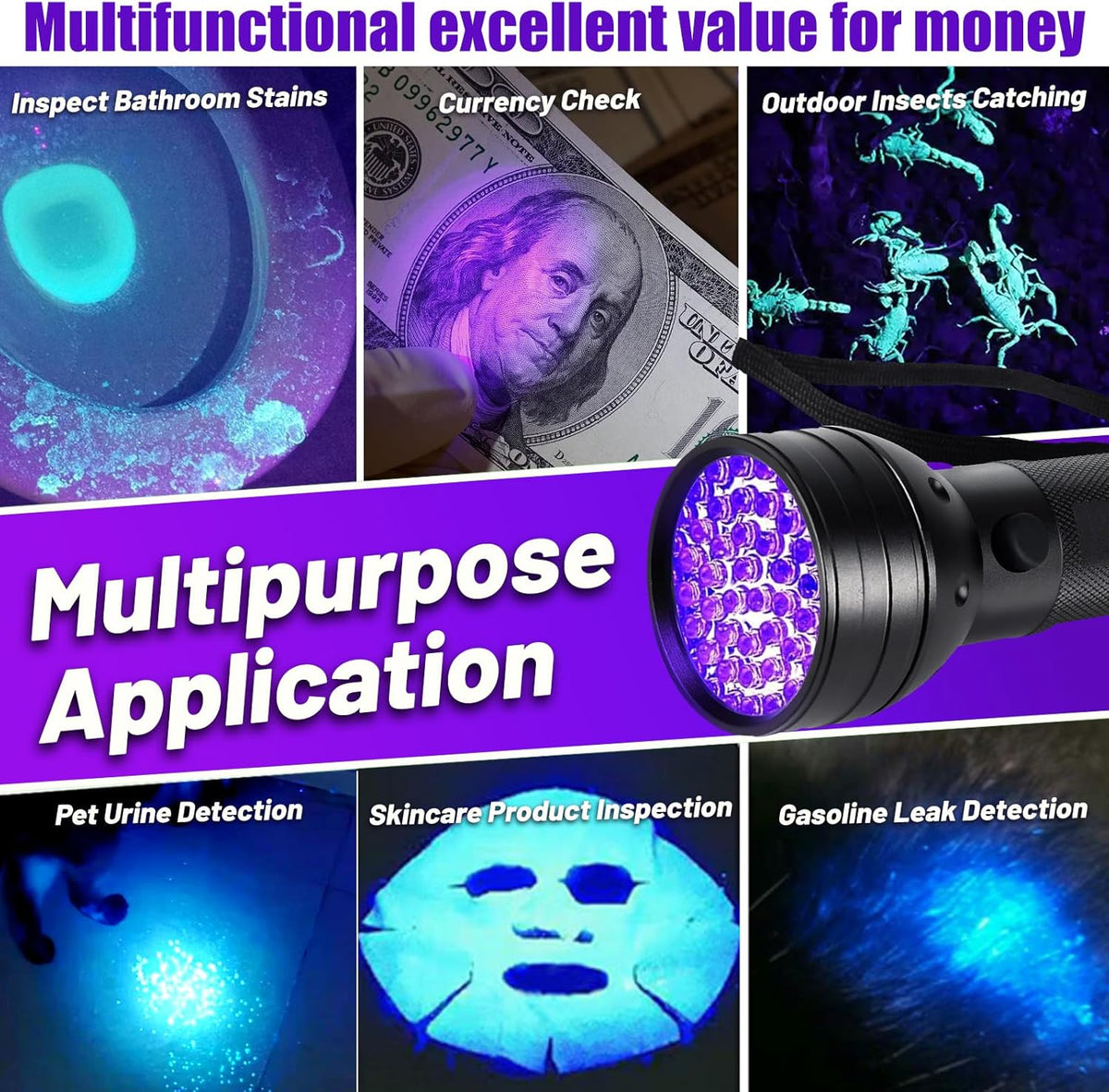 Ultraviolet flashlight being used for fast curing of crafting resin on a workstation.