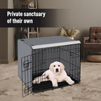 Pet Prime breathable puppy crate accessory with front door panel rolled up and secured.