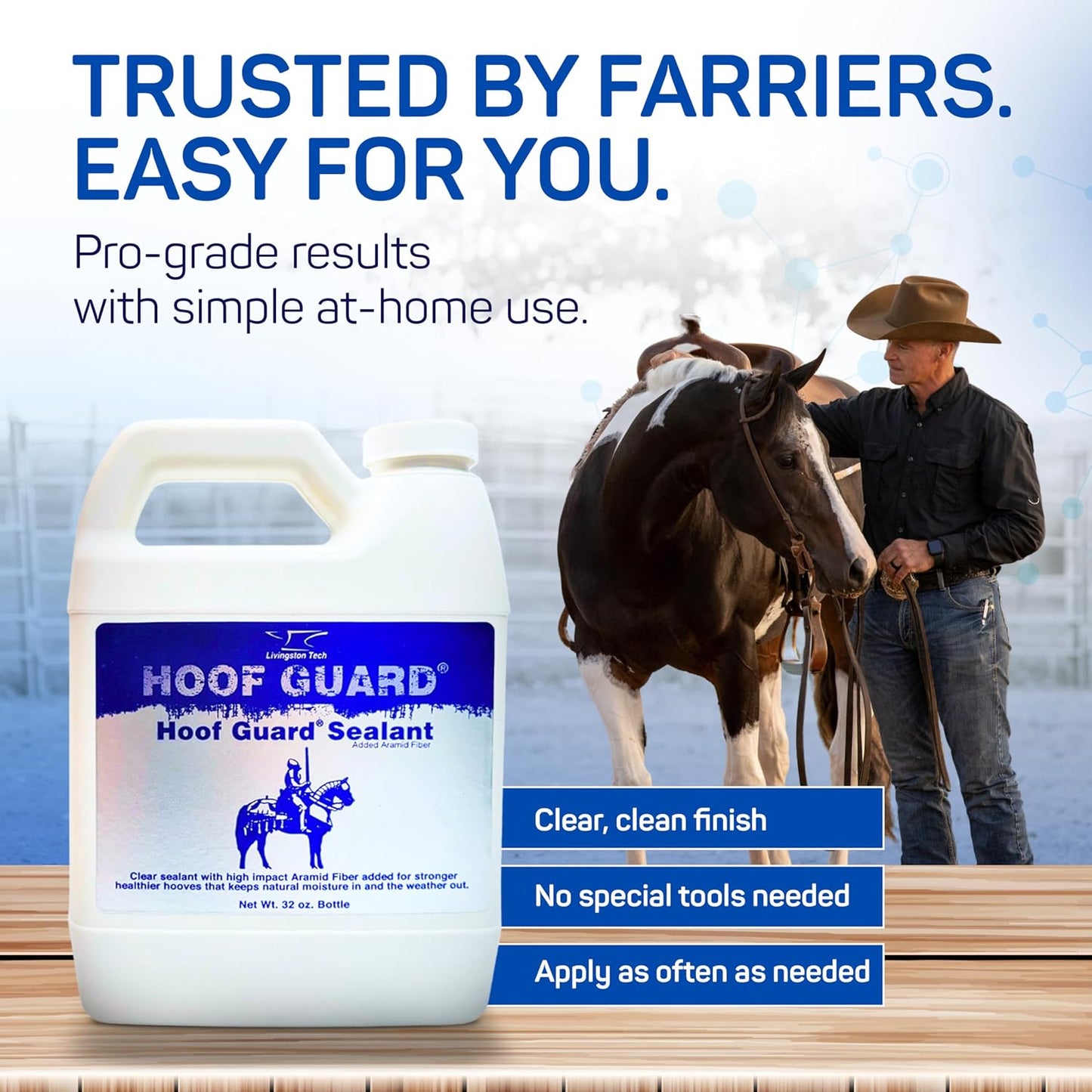 Equine topical hoof hardener and moisture barrier for professional farrier use