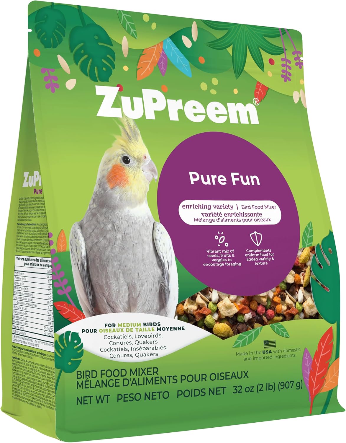 ZuPreem FruitBlend Bird Food, Bird Feed Pellets for Cockatiels, Lovebirds, Quakers, Small Conures & Lorikeets, Core Nutrition with Natural Fruit, Cockatiel Food, Conure Feed, (Medium, 2 lb Bag) - Image 12
