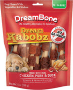 DreamBone triple flavor chicken beef and pork kabob shaped dog treats