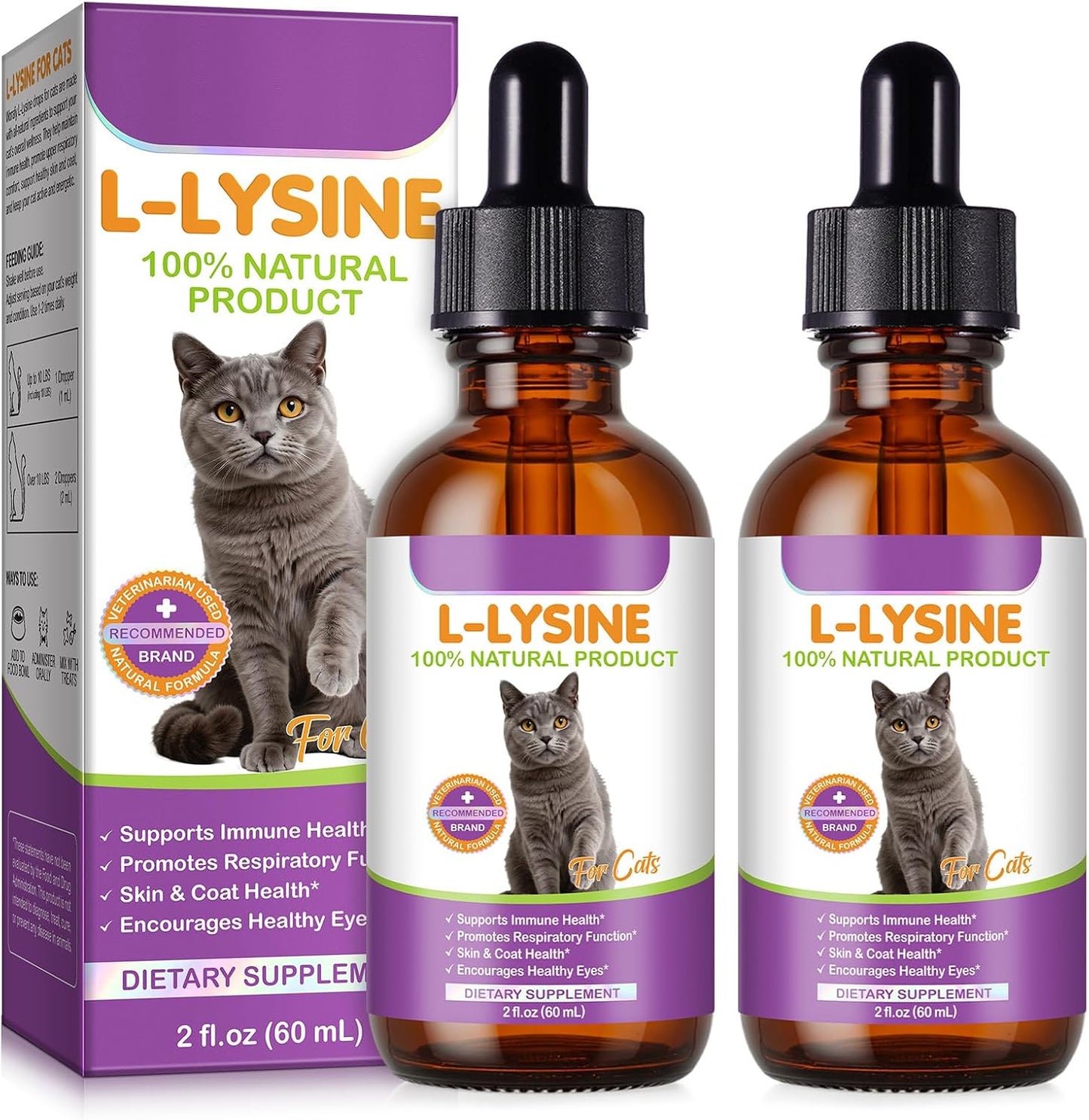 Cat L-Lysine Supplement for Immune & Respiratory Support 60ml, Support for Sneezing, Runny Nose & Eye Function, L-lysine Drops Roast Chicken Flavor. - Image 9
