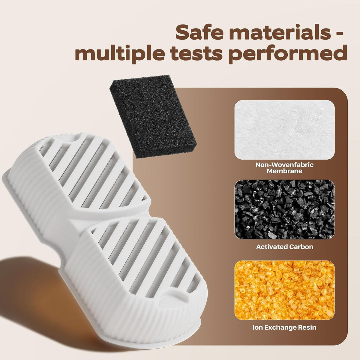 Multi-stage filtration layers of Grookpet pet fountain filter