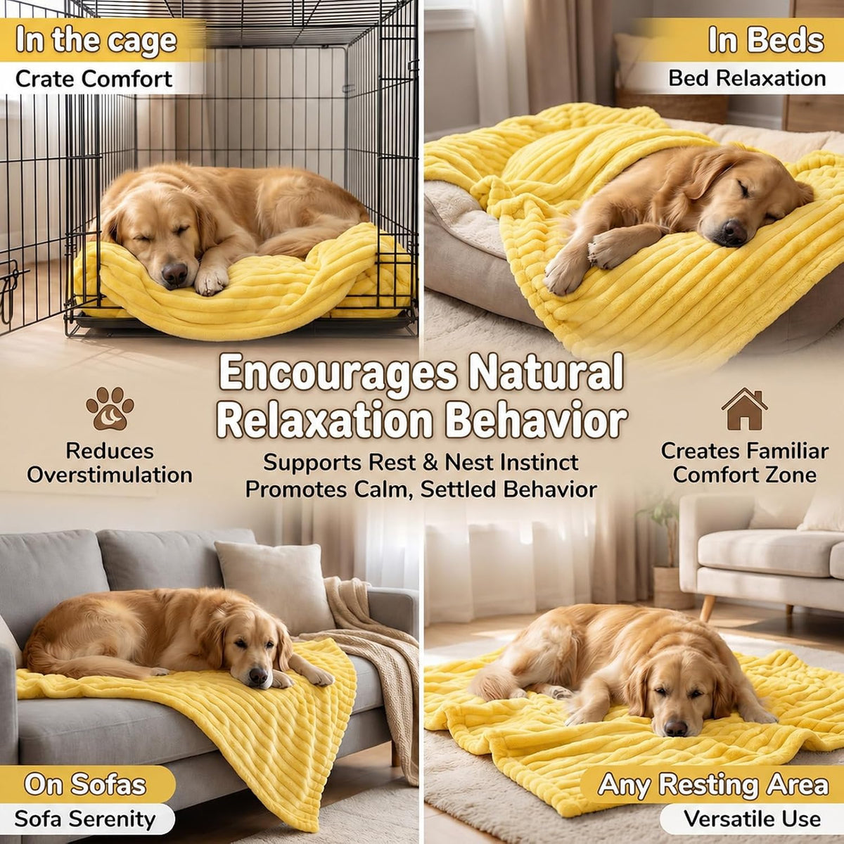 Emotional Support Blanket Yellow Small Size, Security Calming Dog Blanket, Faux Rabbit Fur Polyester Material for Miniature Cats and Dog Indoor and Outdoor Use (Bright Yellow, 70*100 cm/27.55*39.37in) - Image 9
