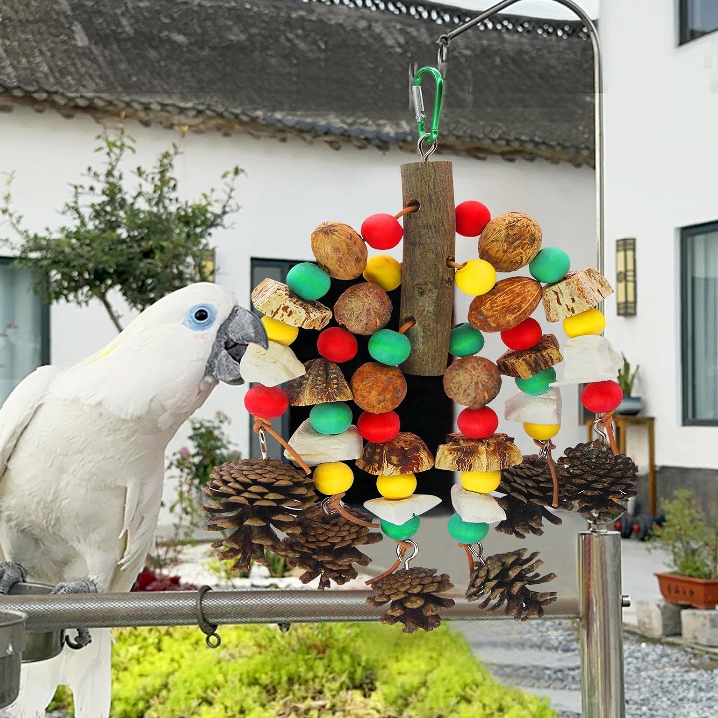 Nutrient rich bird accessory showing the complete vertical hanging layout and ropes