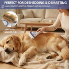 White ddxcoo pet mist brush showing the twenty three tooth dematting side