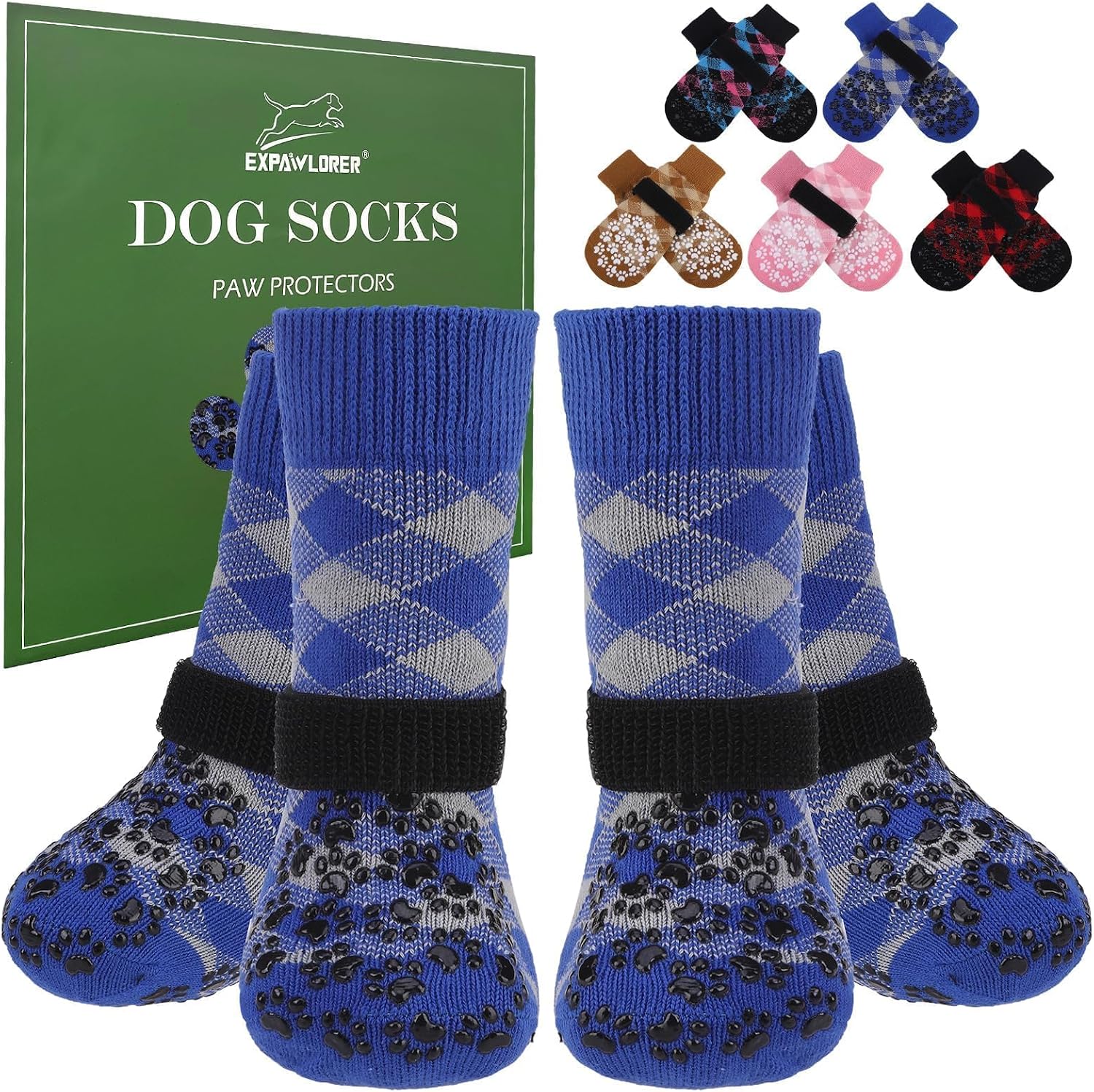 EXPAWLORER Dog Socks for Summer Hot Pavement to Prevent Licking Paws, Anti Slip Doggie Booties Grippy Shoes for Hardwood Floors, Boots & Paw Protectors for Small Medium Large Senior Dogs Khaki M - Image 9