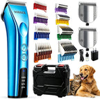 Professional Dog Grooming Clippers, Cordless Pet Hair Clipper with 8 Guide Combs &2 Replaceable Blades, Rechargeable Low Noise Dog Hair Trimmer for Small Large Dogs Horse ,with Storage Tool Box,Purple - Image 9