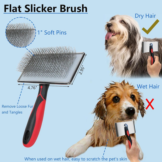 Close-up of the EAFBAO slicker brush highlighting the one inch extra long stainless steel pins
