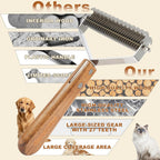Premium beech wood handle pet deshedding brush for indoor cats.