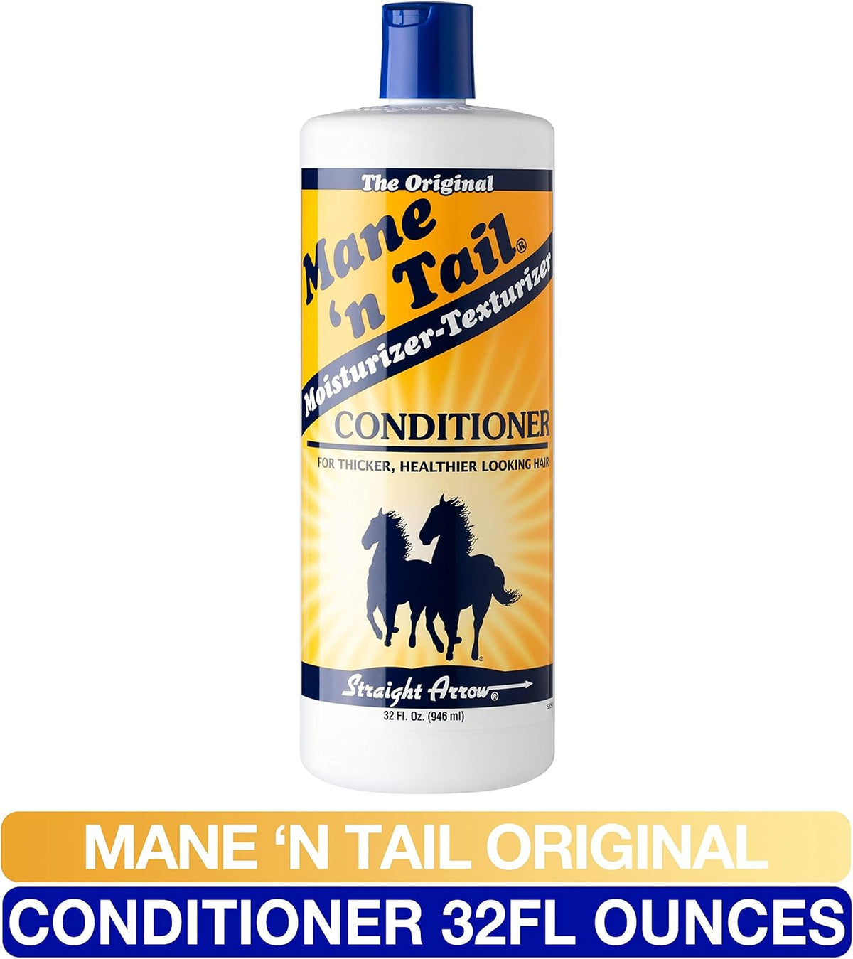 Close up of Mane 'n Tail 32 fluid ounce hair conditioner packaging