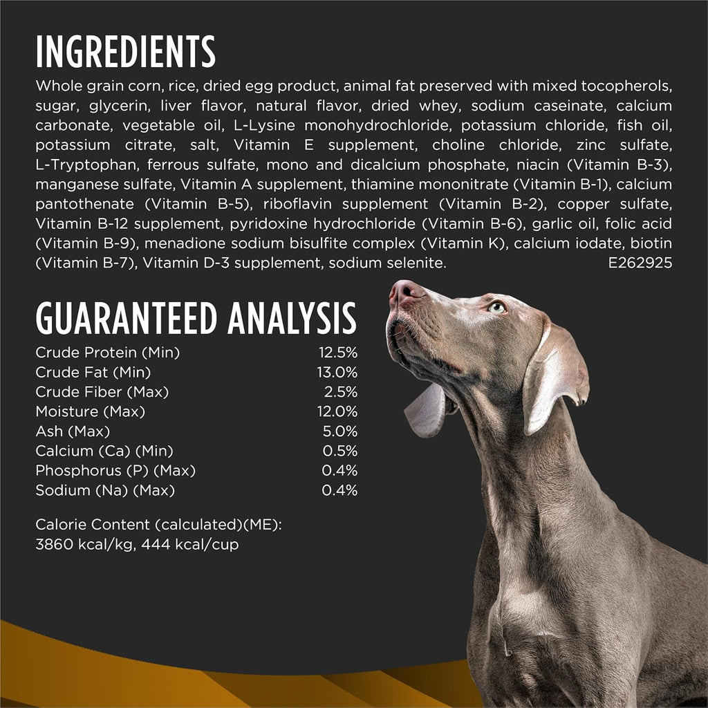 Close up view of premium veterinary exclusive dry kibble for canine renal support