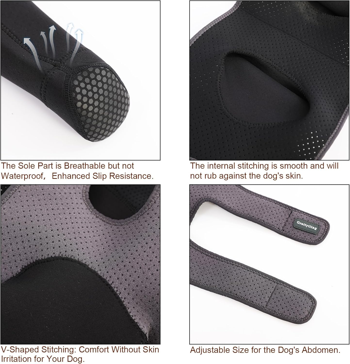 Side view of Grettytling breathable dog leg sleeve