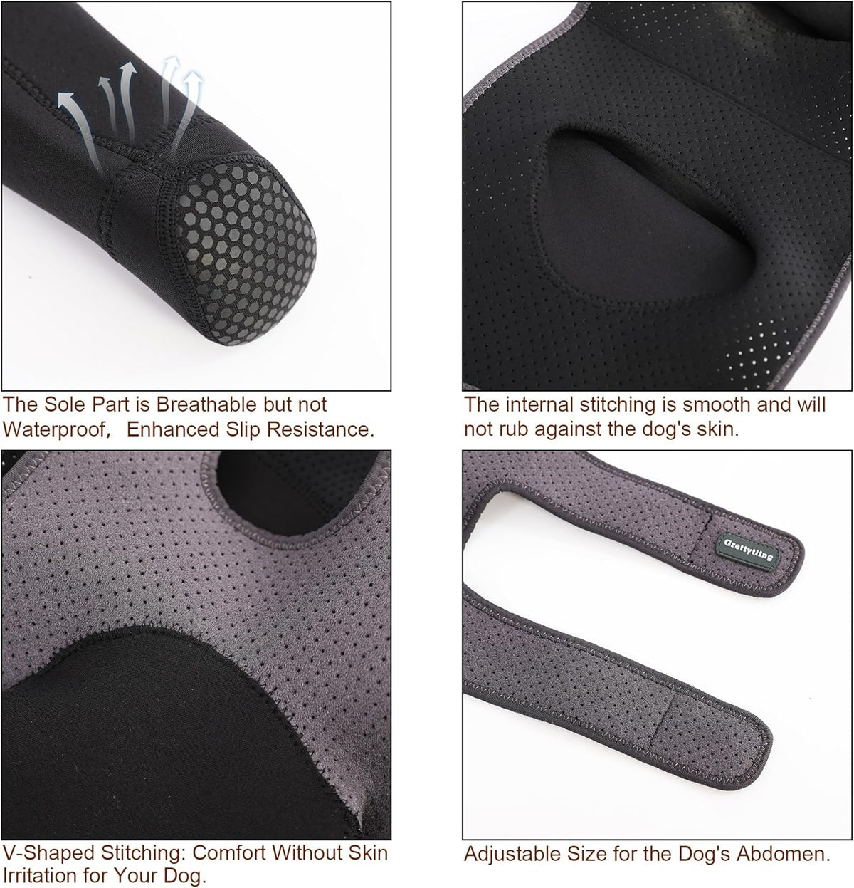 Side view of Grettytling breathable dog leg sleeve