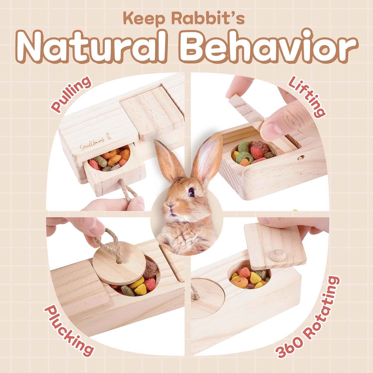 SoulThink small animal slow feeder puzzle blocks for dental health trimming