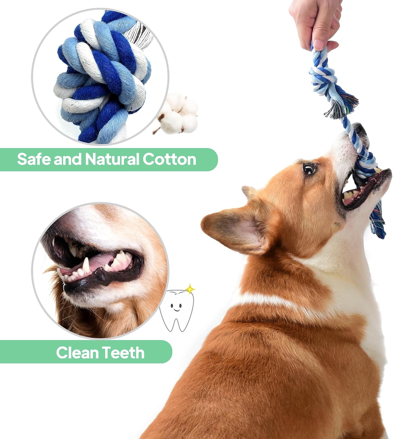 TwoEar indestructible dog chew toys for aggressive chewers showcasing reinforced cotton rope knots close up