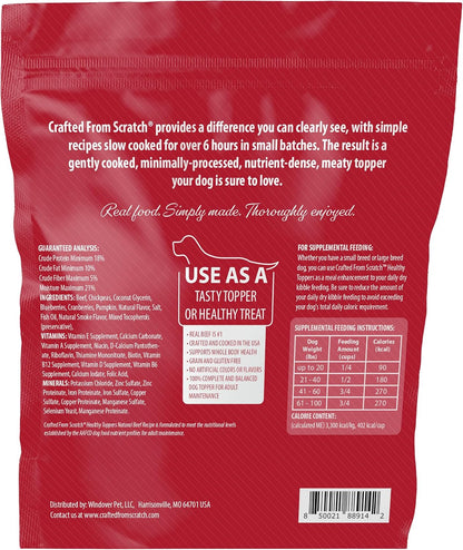 Premium gluten free beef recipe dog meal mixer ingredients illustration