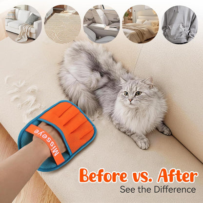 Misseye pet grooming glove deshedding cat fur gently side view