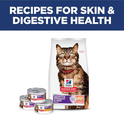 Hill's Science Diet Sensitive Stomach & Skin Dry Cat Food | #1 Veterinarian Recommended, Adult Formula, Salmon Recipe, 6 lb. Bag - Image 10