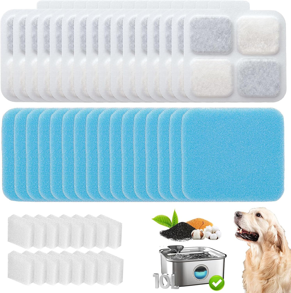 Hoetek 32 piece replacement filter kit for Oneisall pet fountain front view
