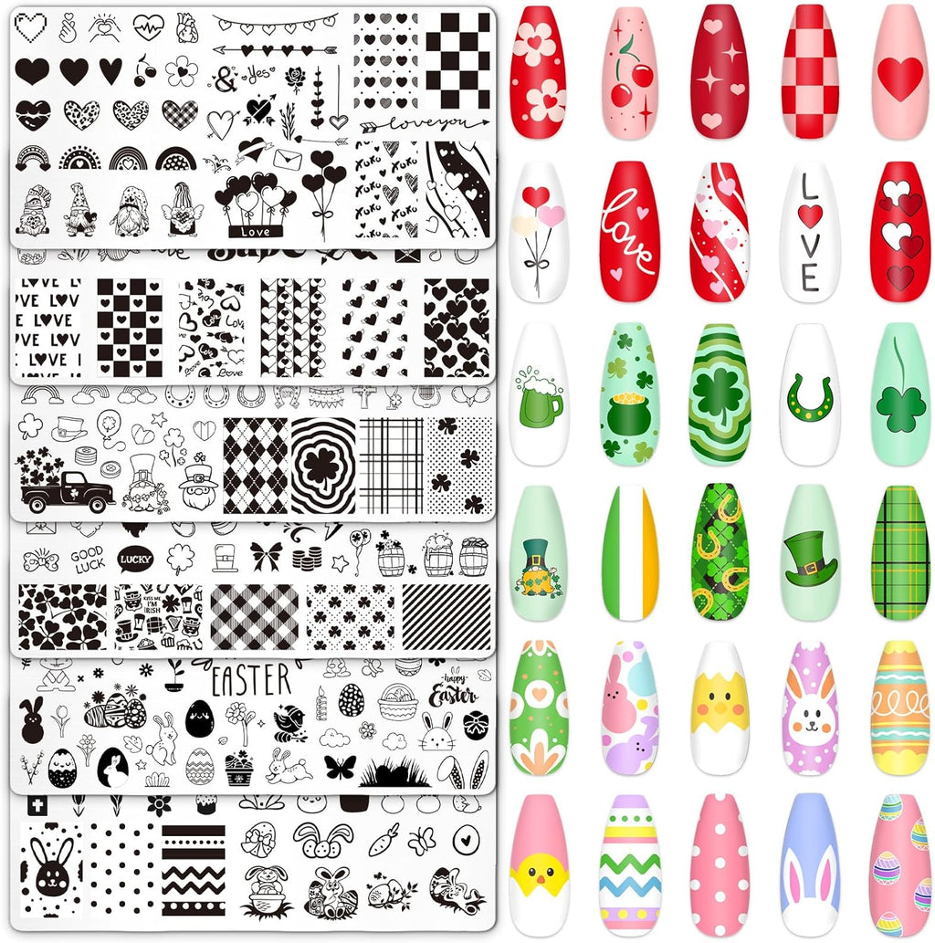 Whaline 6 Piece Holiday Nail Art Stamping Plate Set front view