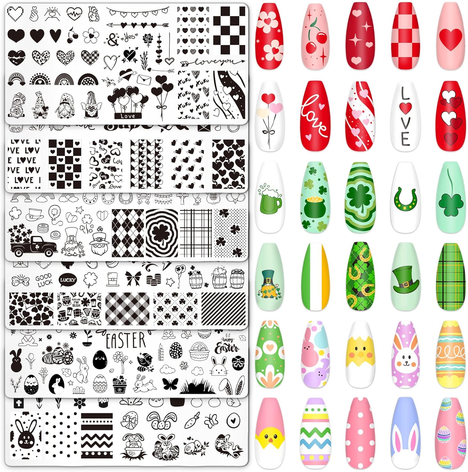 Whaline 6 Piece Holiday Nail Art Stamping Plate Set front view