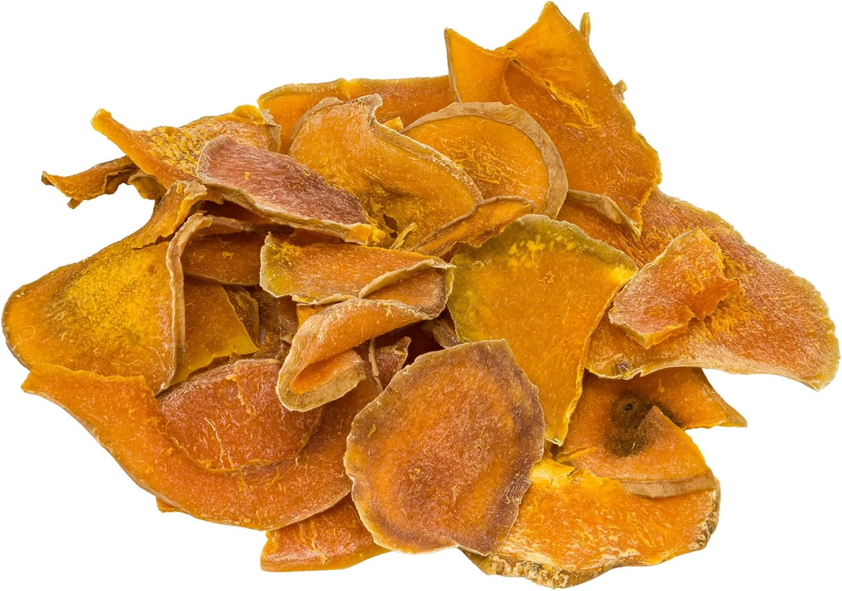 Close up of natural pumpkin slices dog snacks
