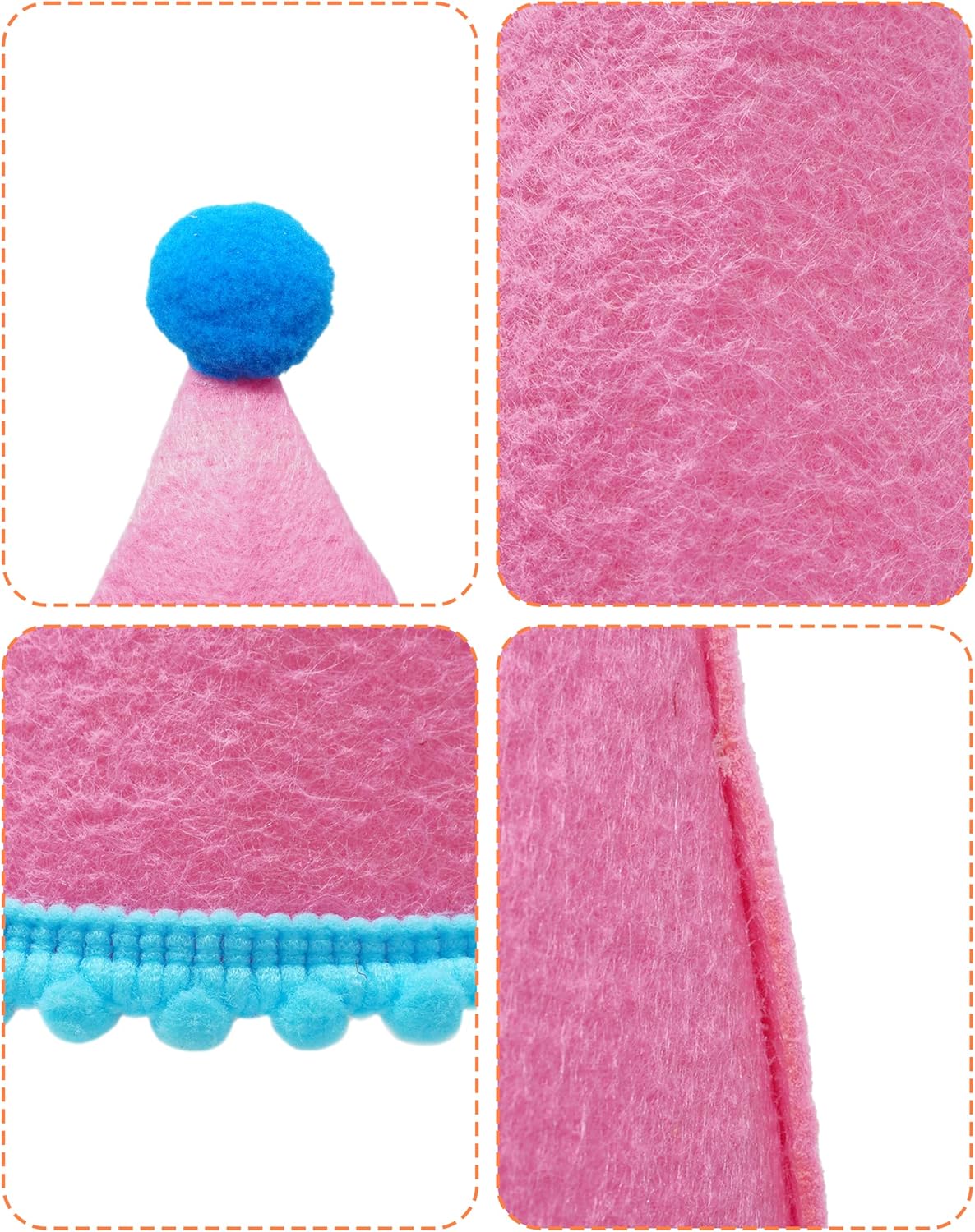 Adjustable elastic strap detail on small pet party hat