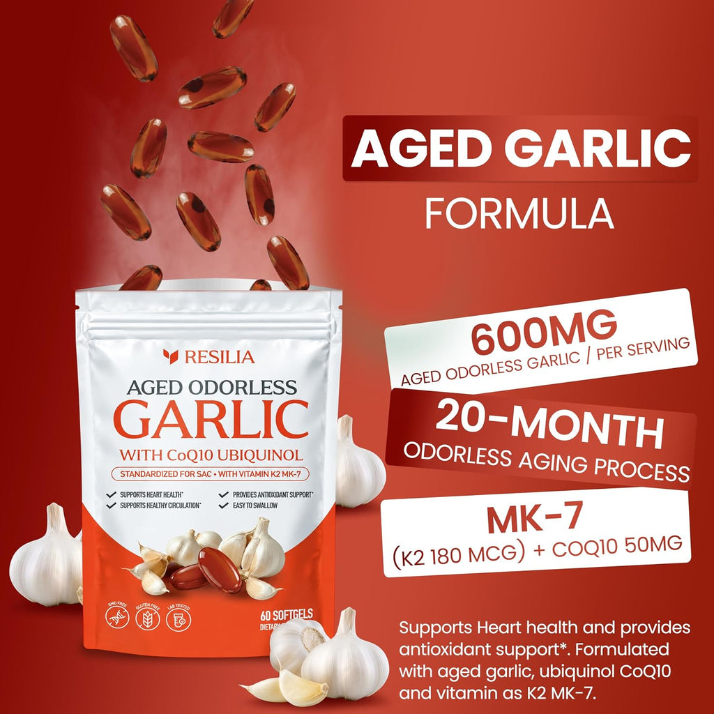 Resilia Odorless Aged Garlic Softgels (60 Count) - Image 3