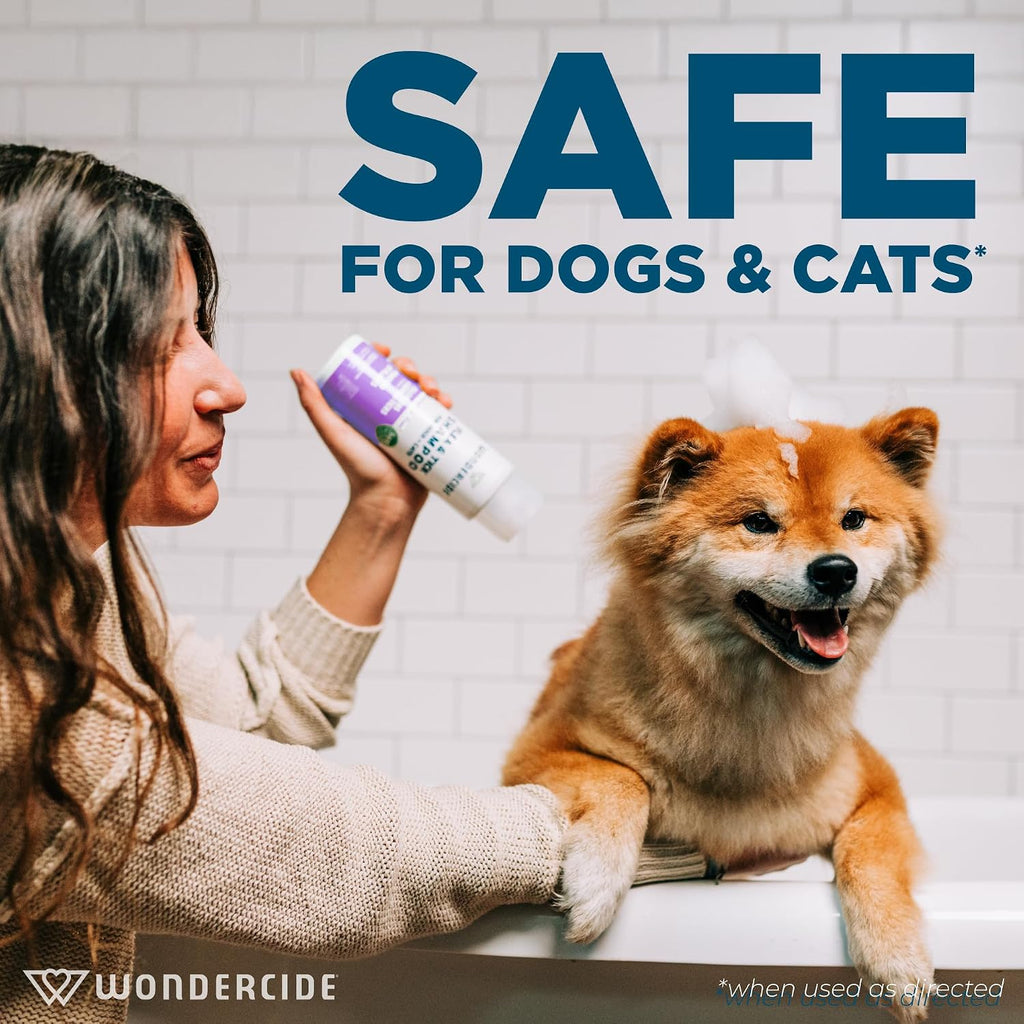 Wondercide essential oil pest treatment liquid shampoo packaging texture