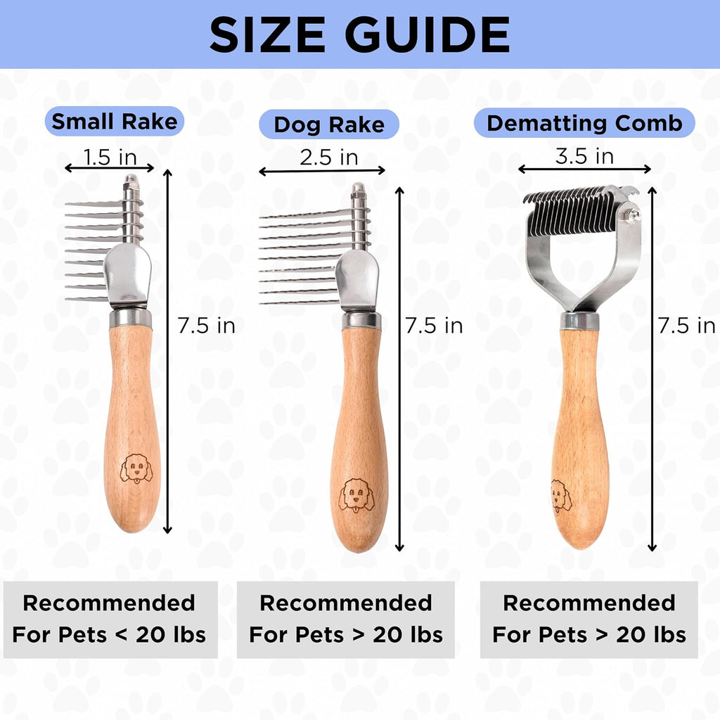 Pet Dematting Comb for Dogs and Cats with Wood Handle, Deshedding Undercoat Rake with Stainless Steel Blades, Pet Comb for Detangling Thinning and Shedding, All Hair Types [We Love Doodles] - Image 9