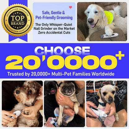Whisper-Quiet Dog Nail Grinder, 50% More Powerful 6-Speed Pet Nail Trimmer with LED Display & 4 LED Lights, 3 Grinding Bits, No Over-Cutting, Stress-Free Grooming for Dogs, Cats & All Sensitive Pets - Image 9