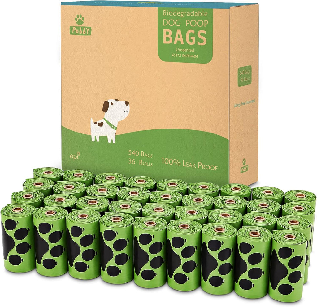 PobbY dog poop bags unscented refill rolls front view packaging box.