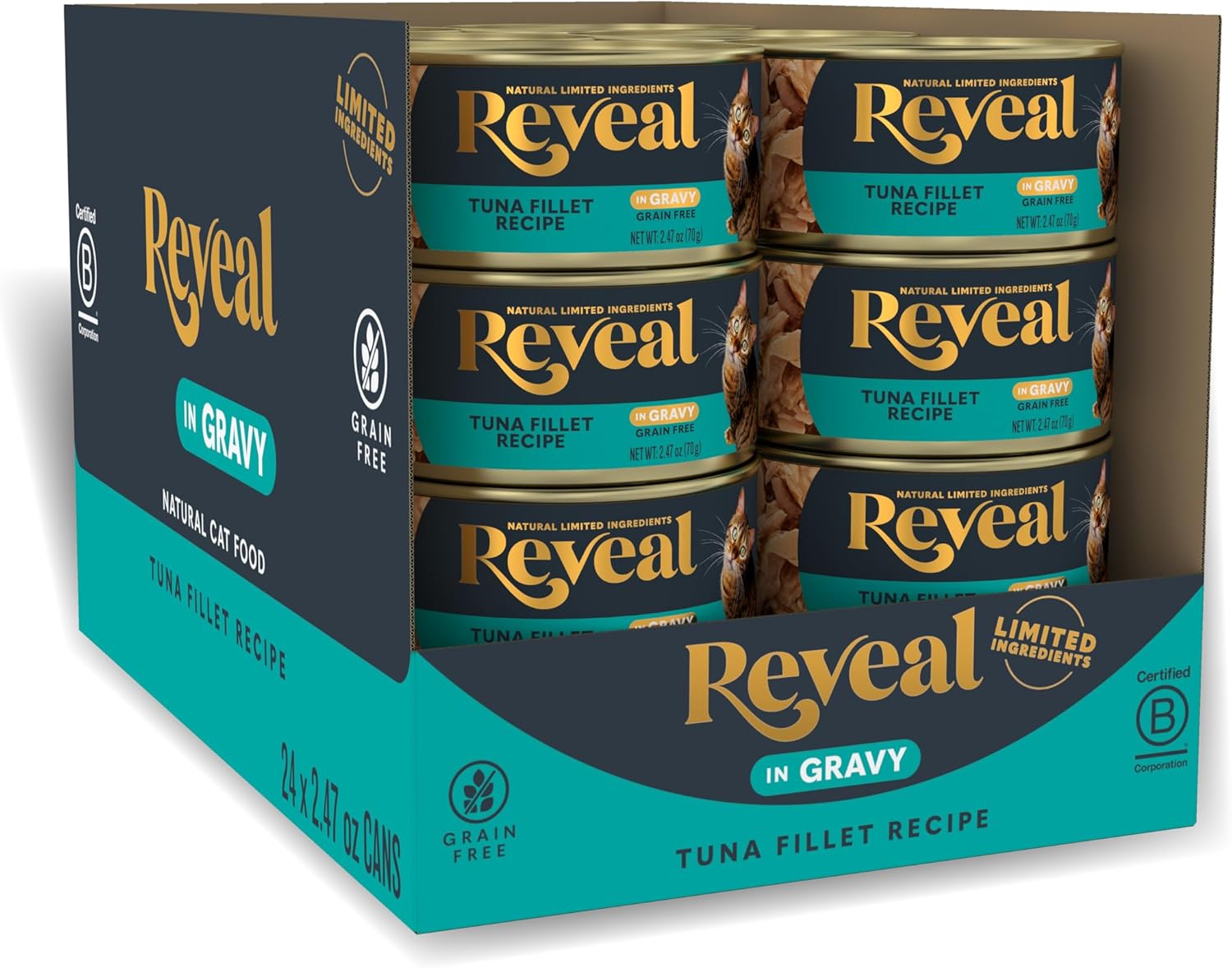 Reveal Fish & Chicken Variety Wet Cat Food in Gravy 12-Pack, Protein, Limited Ingredient, Grain Free, Canned Cat Food, No Artificial Additives, No By-Products (12 x 2.47 oz Cans) - Image 13