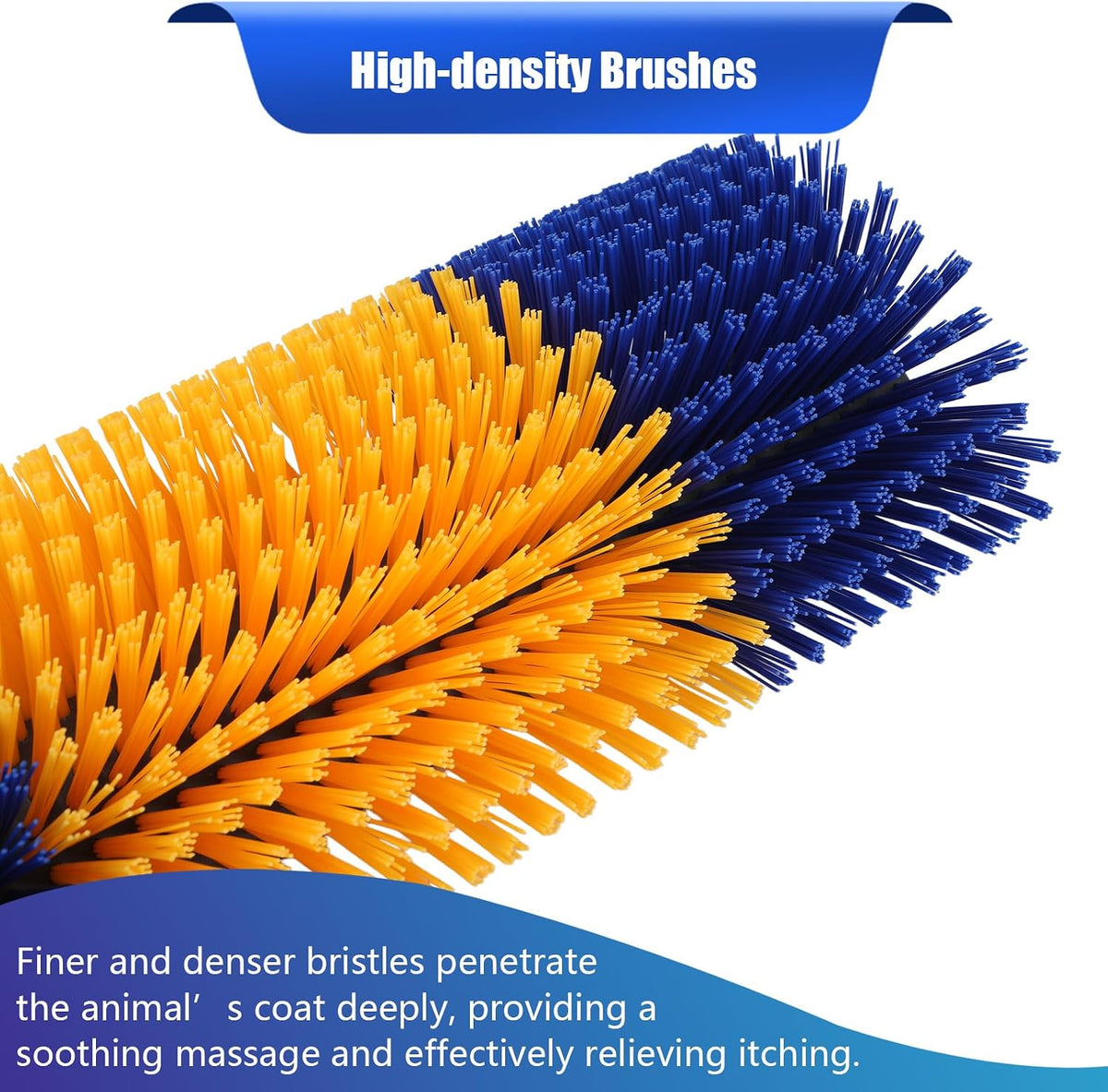 Close up view of the stiff nylon reinforced bristles on the BAOXIALIKEMAO horse scratcher brush