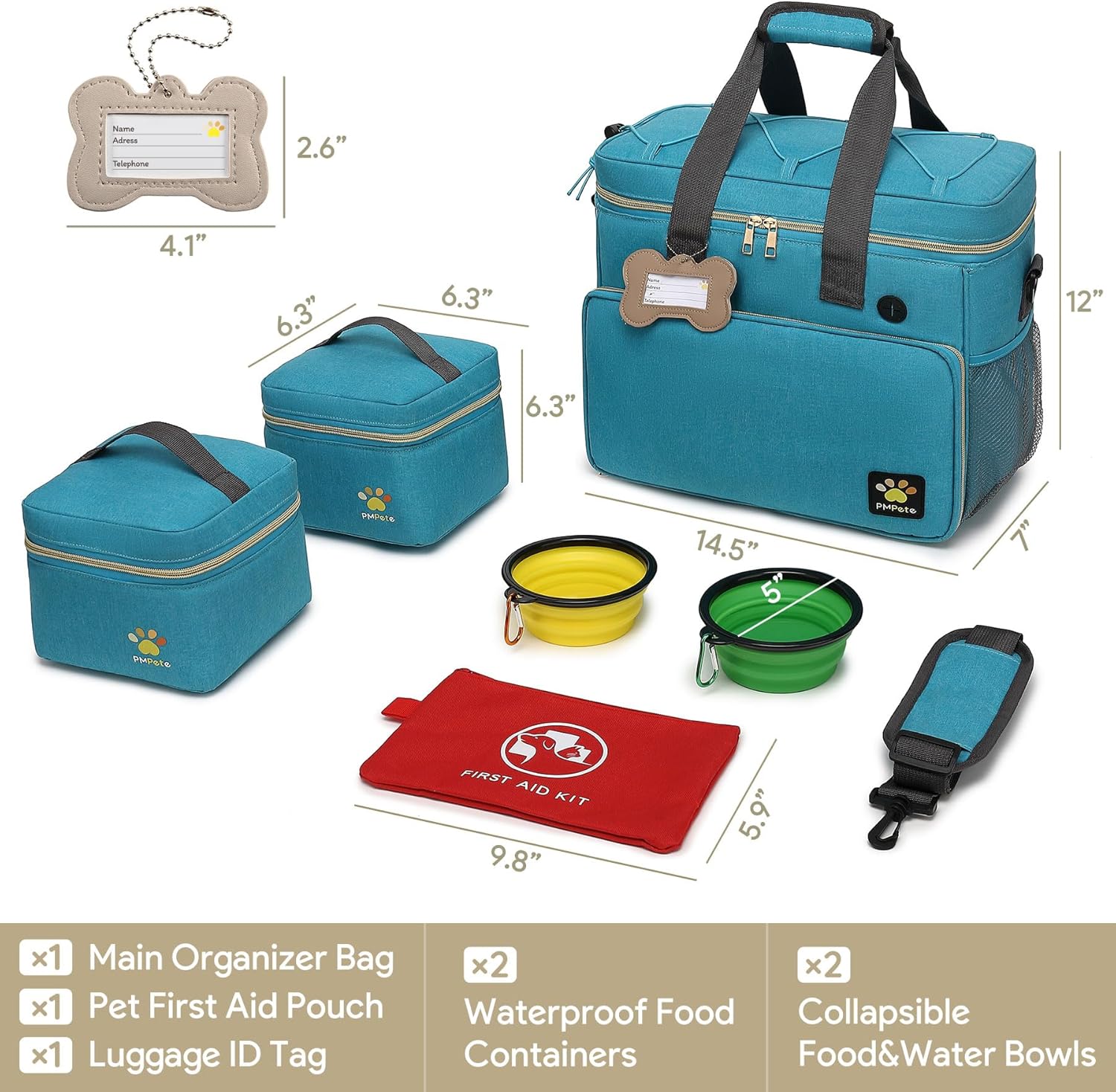 Pmpete travel bag food carrier containers set