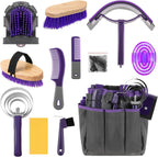 Abbylike 12 Piece Horse Grooming Kit with Organizer Tote Bag Brush Sets for Derby Day Show Horses Professional Tools for Care & Massage(Khaki and Green) - Image 12